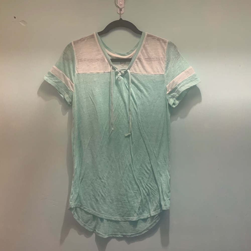 Mint green and white T-shirt
